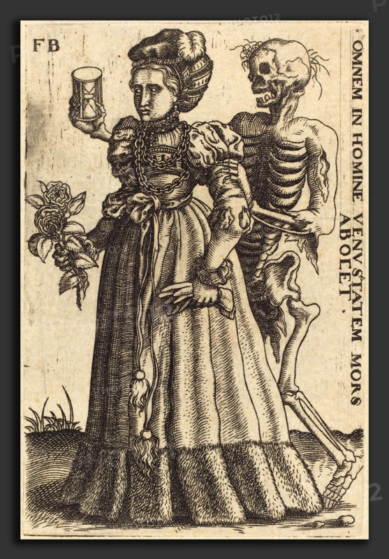 Franz Brun (German, active c. 1590), Woman and Death, engraving