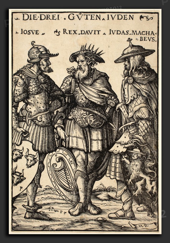 Hans Burgkmair I (German, 1473 - 1531), Joshua, David and Judas Maccabaeus, 1516, woodcut