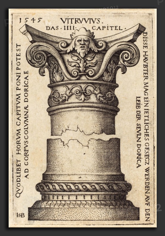 Sebald Beham (German, 1500 - 1550), Capital and Base of a Column, 1545, engraving