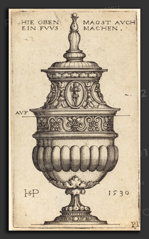 Sebald Beham (German, 1500 - 1550), Double Goblet with Oval Medallions, 1530, engraving