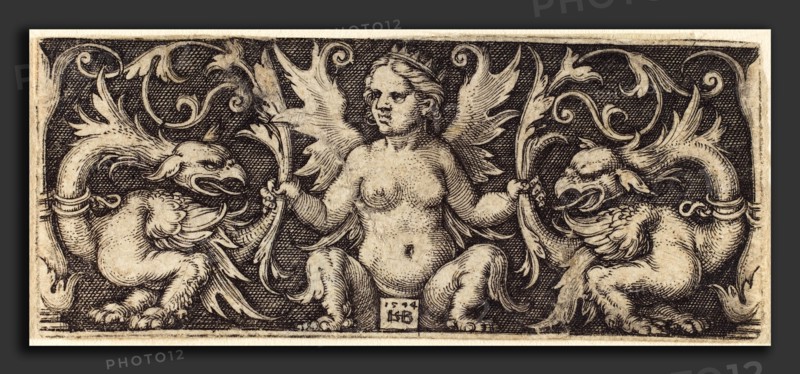 Sebald Beham (German, 1500 - 1550), Ornament with Female Demon, 1544, engraving