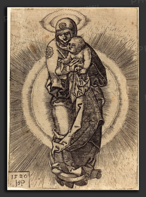 Sebald Beham (German, 1500 - 1550), Madonna on the Half Moon, 1520, engraving