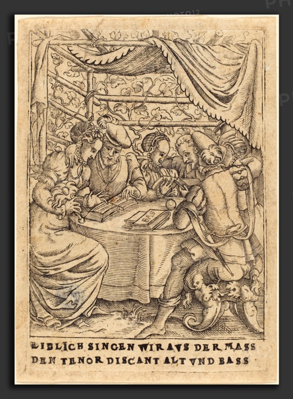 German 16th Century, Liblich singen wir avs der Mass den Tenor discant Alt und Bass, c. 1580, engraving