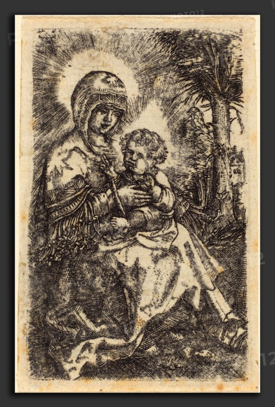 Albrecht Altdorfer (German, 1480 or before - 1538), The "Beautiful Virgin" of Ratisbon in a Landscape, c. 1519-1520, engraving