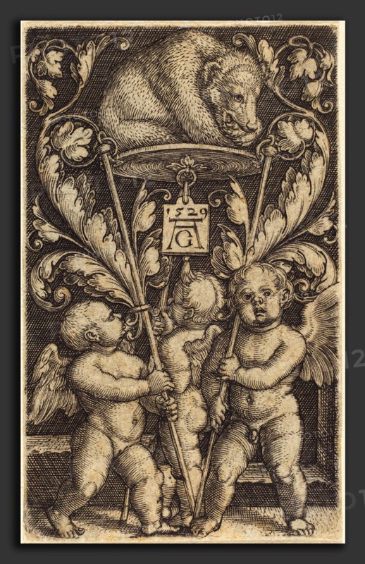Heinrich Aldegrever (German, 1502 - 1555-1561), Three Cupids and a Bear, 1529