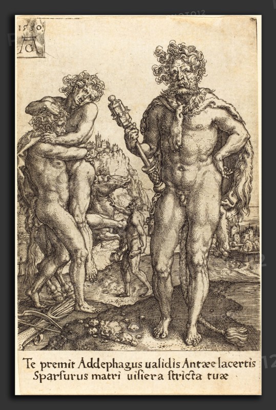 Heinrich Aldegrever (German, 1502 - 1555-1561), Hercules and Anthaeus, 1550