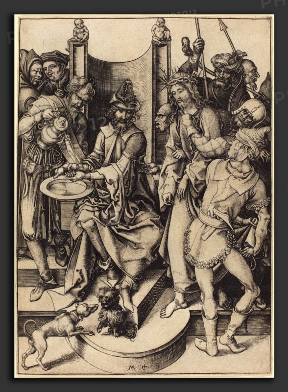 Martin Schongauer (German, c. 1450 - 1491), Christ before Pilate, c. 1480, engraving on laid paper