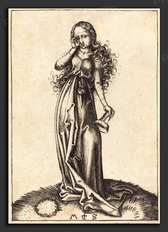 Martin Schongauer (German, c. 1450 - 1491), Third Foolish Virgin, c. 1490, engraving