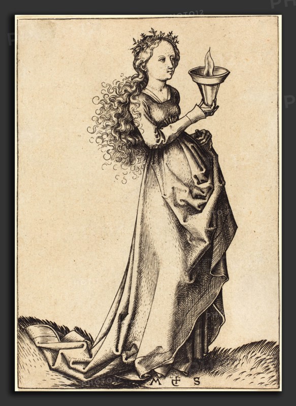 Martin Schongauer (German, c. 1450 - 1491), First Wise Virgin, c. 1490, engraving