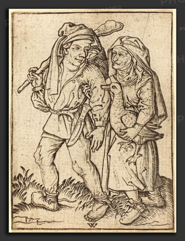 Wenzel von Olmutz after Master of the Housebook (German, active 1481-1497), Farmer and Wife with Goose, c. 1490, engraving