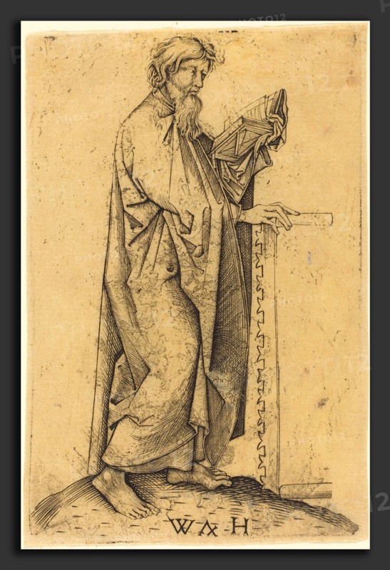Master WH after Martin Schongauer (German, active fourth quarter 15th century), The Apostle Simon, c. 1480-1490, engraving