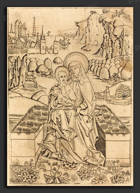 Master of St. Sebastian (German, active c. 1470-1490), The Madonna and Child with Saint Anne, c. 1460, engraving