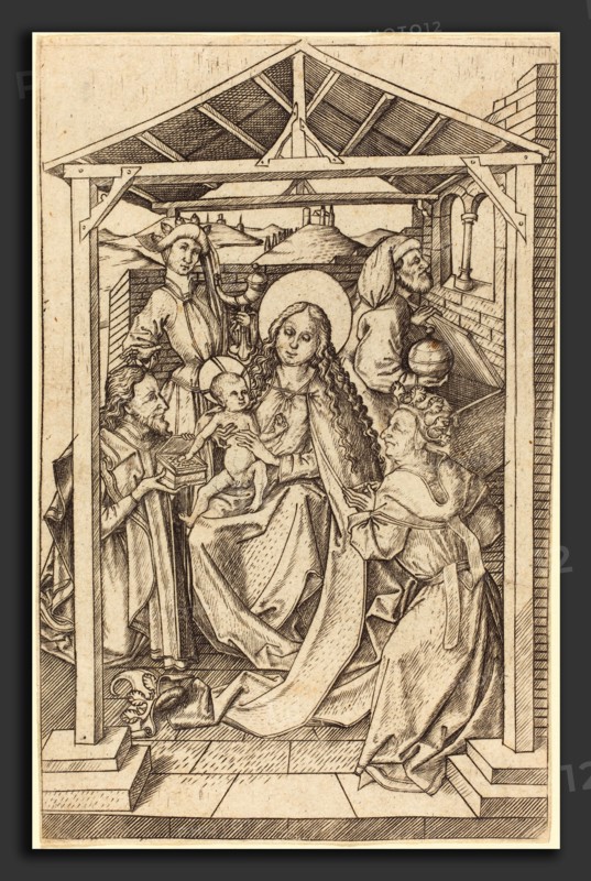 Master E.S. (German, active c. 1450 - active 1467), The Adoration of the Magi, c. 1460-1465, engraving