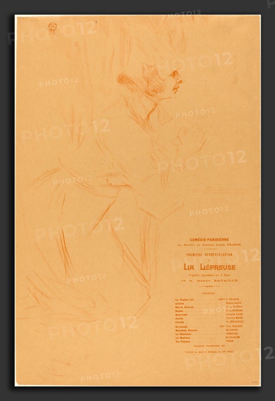 Henri de Toulouse-Lautrec (French, 1864 - 1901), Program for "La lepreuse"  (Programme pour "La lépreuse"), 1896, lithograph in red