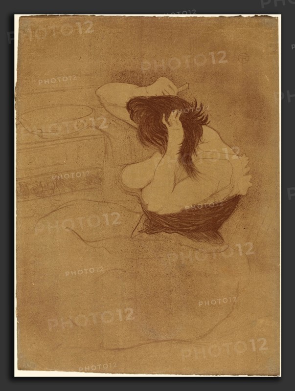 Henri de Toulouse-Lautrec (French, 1864 - 1901), Woman Combing Her Hair (Femme qui se peigne), 1896, lithograph in violet and green-brown
