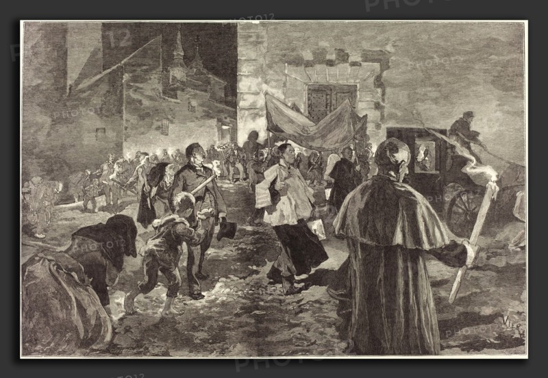 Daniel Vierge (Spanish, 1851 - 1904), Espagne.  La Viatique, 1889, wood engraving