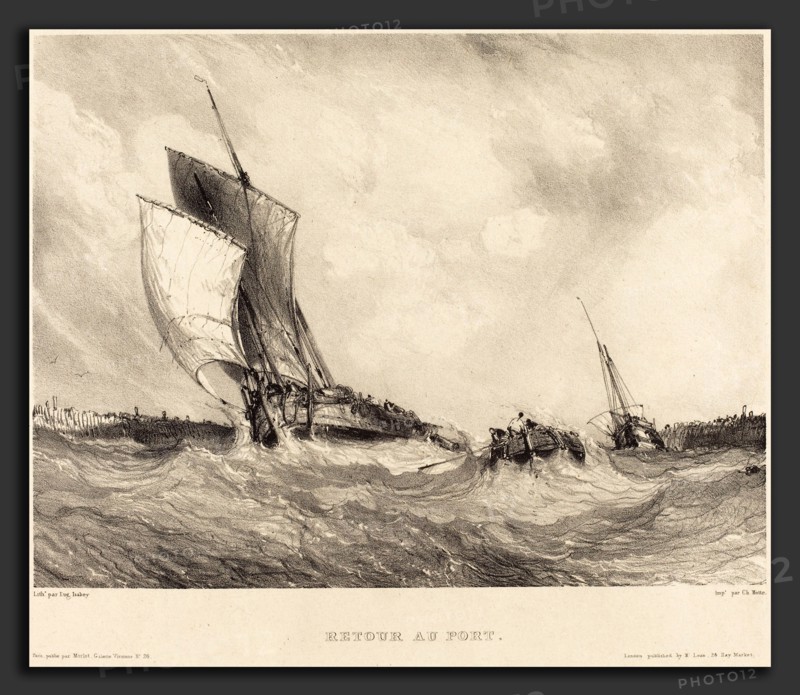EugÃ¨ne Isabey (French, 1803 - 1886), Retour au port, 1833, lithograph