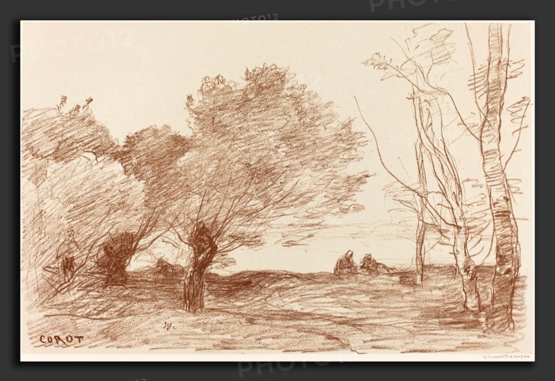 Jean-Baptiste-Camille Corot (French, 1796 - 1875), Willows and White Poplars (Saules et peupliers blancs), 1871, lithograph