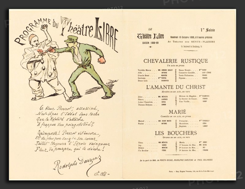 Adolphe Léon Willette (French, 1857 - 1926), Chevalerie rustique; L'Amante du Christ; Marié; Les Bouchers, 1888, color lithograph on wove paper