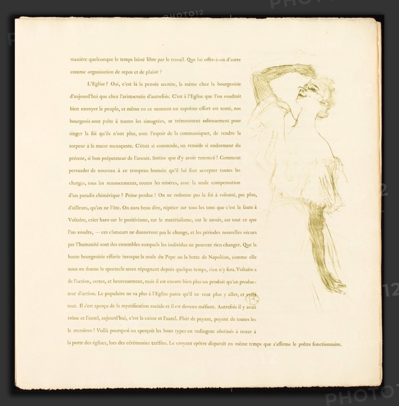 Henri de Toulouse-Lautrec (French, 1864 - 1901), Yvette Guilbert, 1894, lithograph in olive green