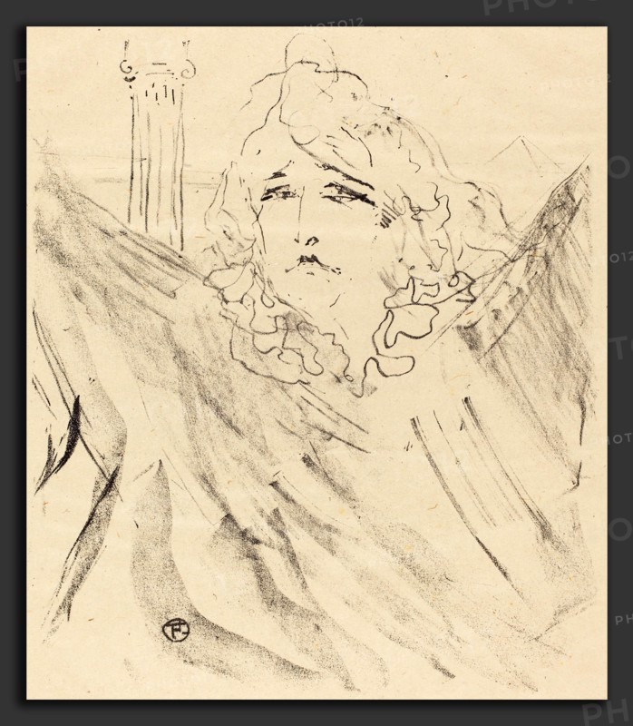 Henri de Toulouse-Lautrec (French, 1864 - 1901), Sarah Bernhardt in "Cleopatra" (Sarah Bernhardt dans "Cléopatre"), 1896, lithograph in black on China paper