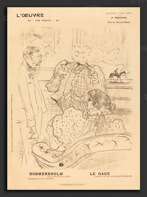 Henri de Toulouse-Lautrec (French, 1864 - 1901), Rosmersholm; Le Gage, 1897, lithograph in black on wove paper