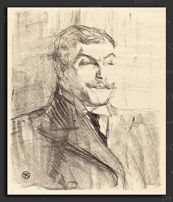 Henri de Toulouse-Lautrec (French, 1864 - 1901), Lucien Guitry, 1896, lithograph in black on hand-made oriental paper