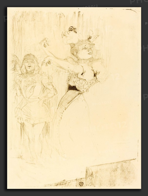 Henri de Toulouse-Lautrec (French, 1864 - 1901), Lender Dancing the Bolero in "Chilperic"  (Lender dansant le pas du boléro dans "Chilpéric"), 1895, lithograph in olive green