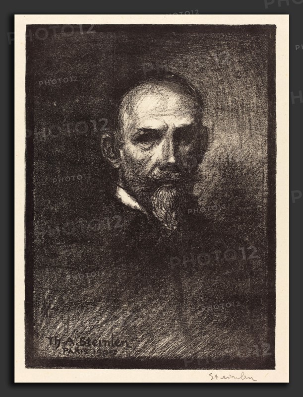 Théophile Alexandre Steinlen, Self-Portrait (Steinlen de face, tete droite), Swiss, 1859 - 1923, 1905, lithograph