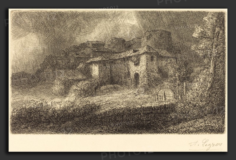 Alphonse Legros, Ruins of a Chateau (Les ruins du chateau), French, 1837 - 1911, etching