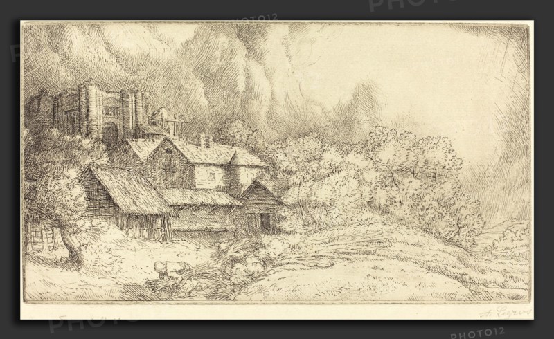 Alphonse Legros, Farm at the Monastery (La ferme de l'abbaye), French, 1837 - 1911, etching