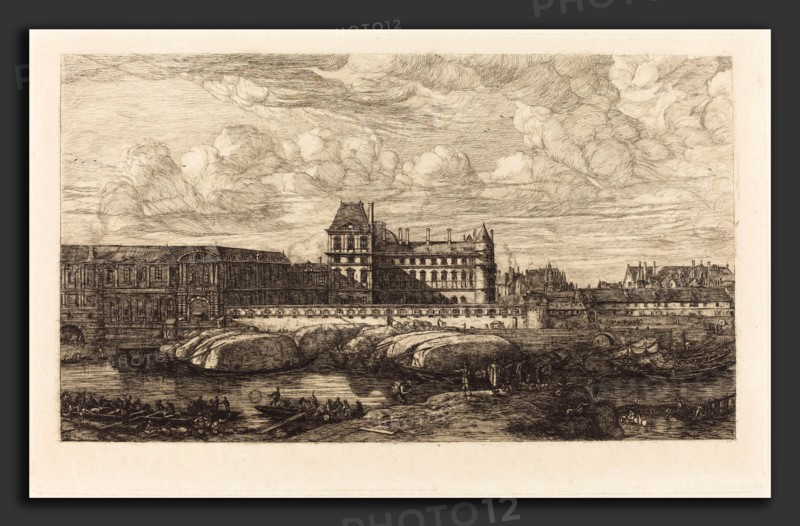 Charles Meryon (French, 1821 - 1868), L'ancien Louvre d'aprÃ¨s une peinture de Zeeman, 1651 (The Old Louvre, from a Painting by Zeeman, 1651), 1866, etching