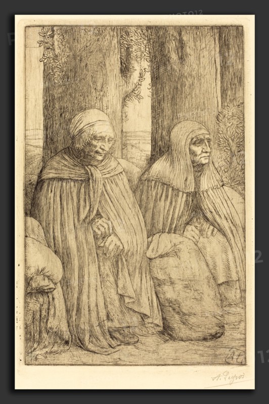Alphonse Legros, Peasants (Paysannes), French, 1837 - 1911, etching? and drypoint