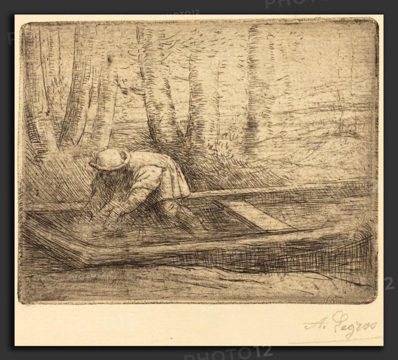 Alphonse Legros, Man in Punt, French, 1837 - 1911, etching