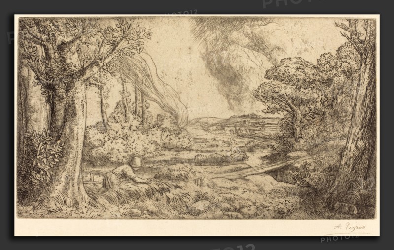 Alphonse Legros, Landscape (Paysage), French, 1837 - 1911, etching and drypoint
