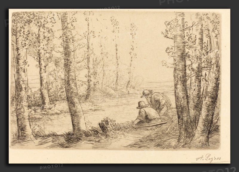 Alphonse Legros, Rest along the Banks of the River (Repos au bord de la riviere), French, 1837 - 1911, etching