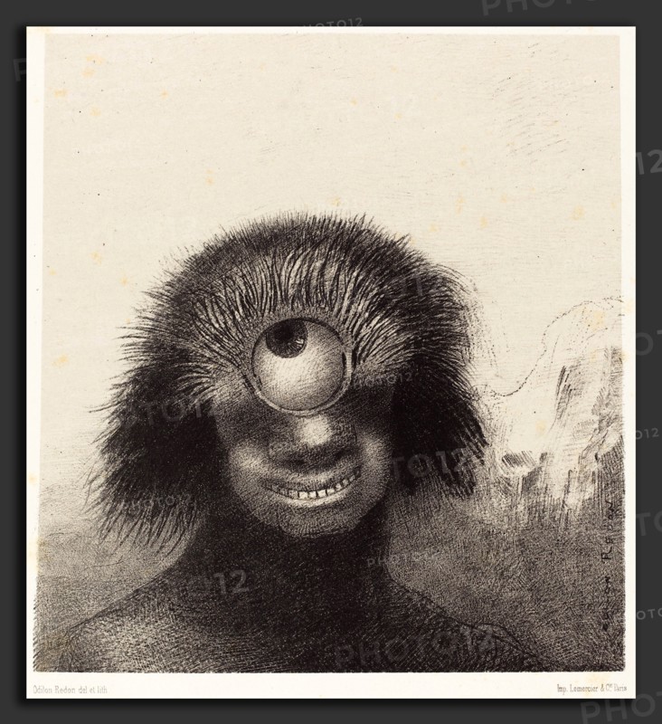 Odilon Redon (French, 1840 - 1916), Le Polype difforme flottait sur les rivages, sorte de cyclope souriant et hideux (Thedeformed polyp floated on the shores, a sort of smiling and hideous Cyclops, 1883, lithograph