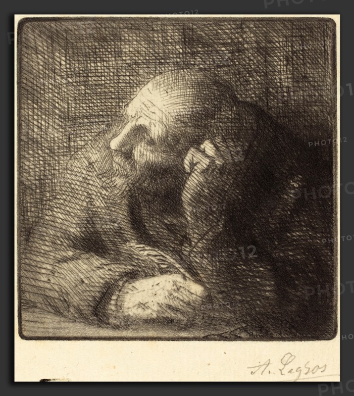 Alphonse Legros, Meditation (La meditation), French, 1837 - 1911, etching? and drypoint
