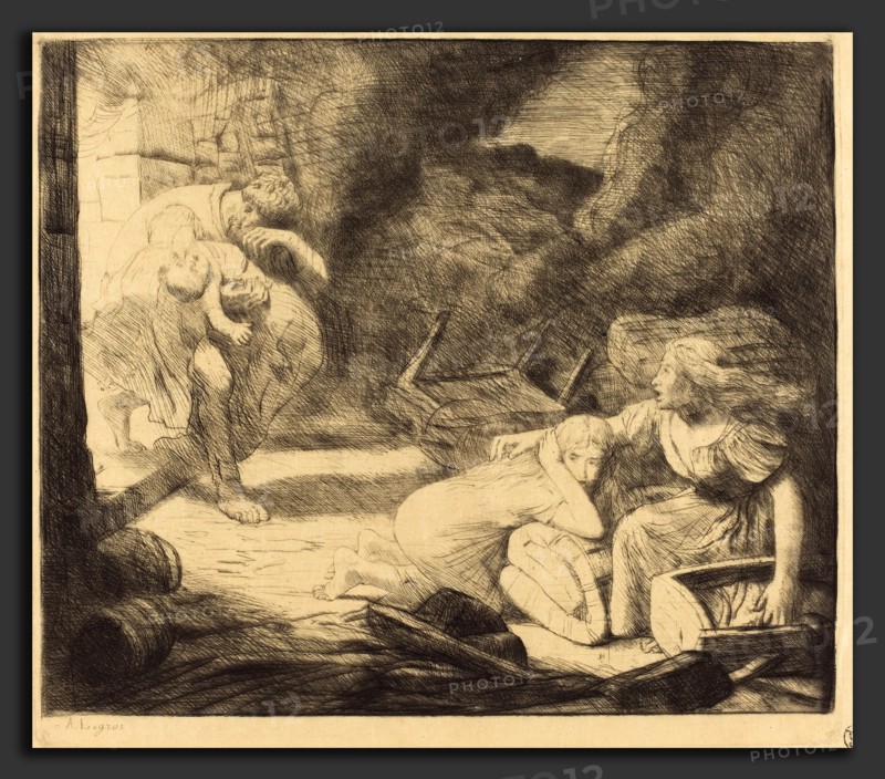 Alphonse Legros, The Fire, 2nd plate (L'incendie), French, 1837 - 1911, etching