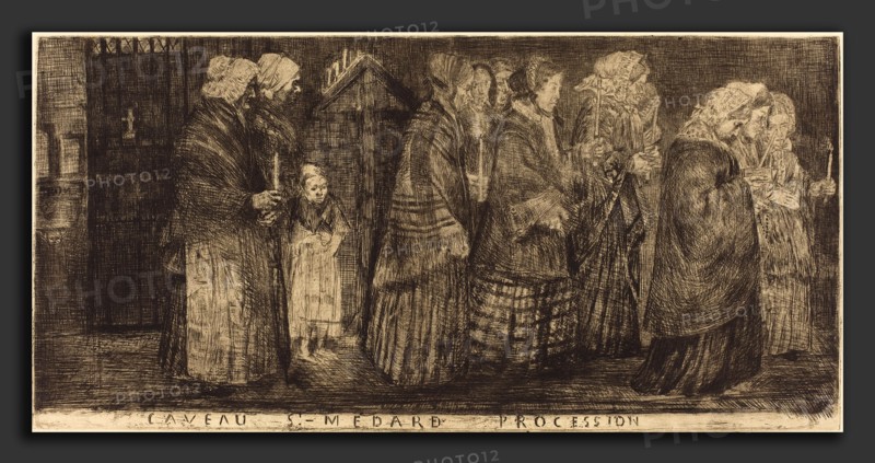 Alphonse Legros (French, 1837 - 1911), Procession in the Sepulchre of Saint Medard(Procession dans le caveaux de St.-Medard), 1859, etching