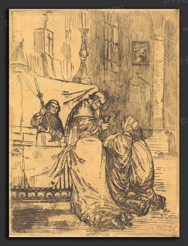 Alphonse Legros, Communion in the Church of Saint Medard (La communion dans l'eglise St.-Medard), French, 1837 - 1911, etching