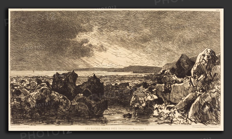 Maxime Lalanne (French, 1827 - 1886), Les Roches noires prÃ¨s Trouville (MarÃ¨e Basse), 1874, etching on wove paper