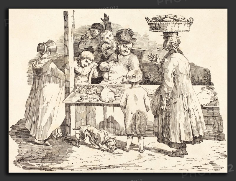 Théodore Gericault and Nicolas-Toussaint Charlet (French, 1791 - 1824), The Dozing Fishmonger (Le marchand de poissons endormie), 1820, lithograph