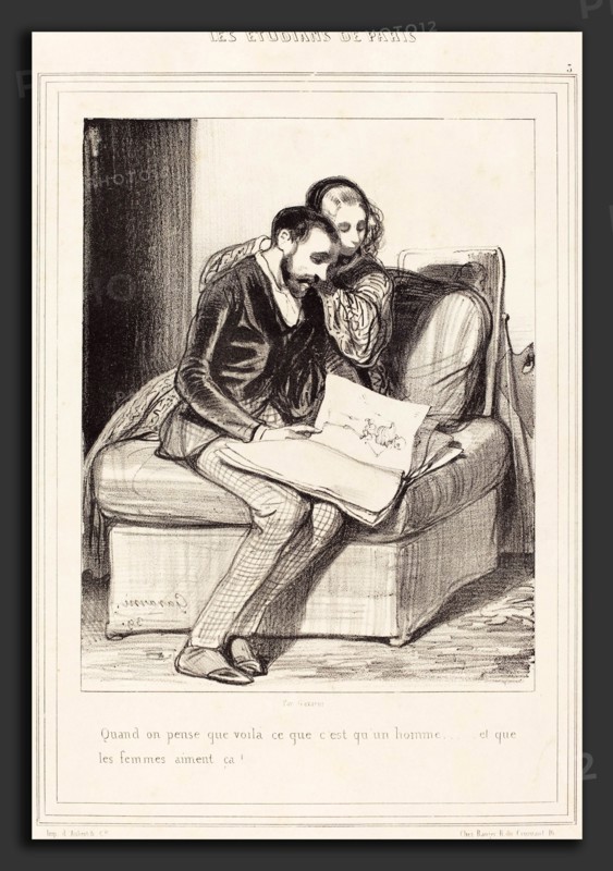 Paul Gavarni (French, 1804 - 1866), Quand on pense, 1839, lithograph