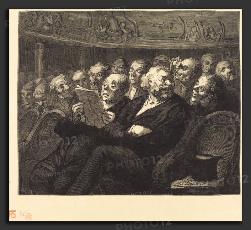 Auguste LepÃ¨re after Honoré Daumier (French, 1849 - 1918), Les Fauteuils d'orchestre, 1878, wood engraving