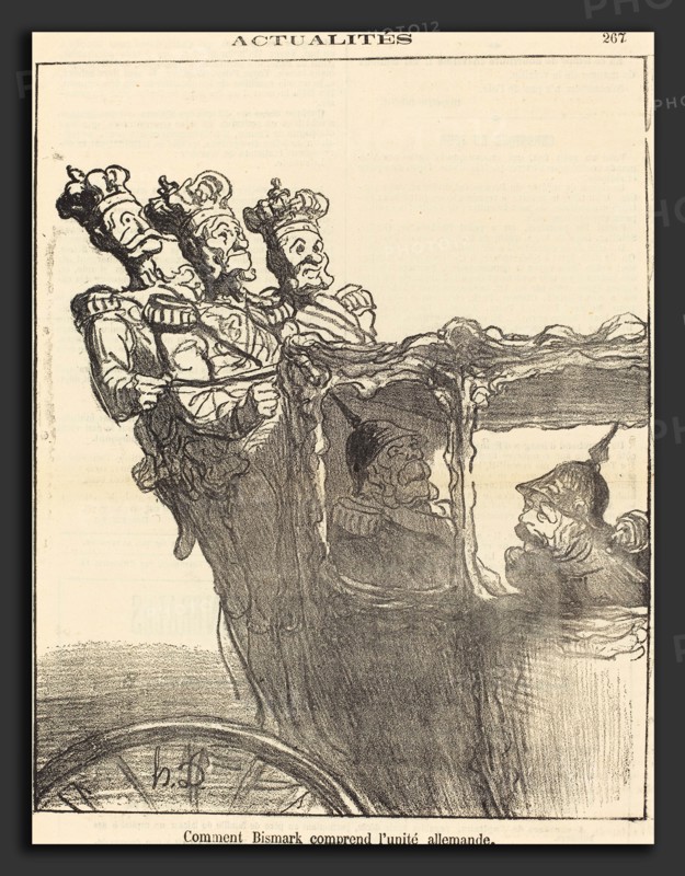 Honoré Daumier (French, 1808 - 1879), Comment Bismarck comprend l'unité allemande, 1870, gillotype on newsprint
