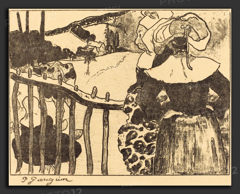 Paul Gauguin (French, 1867 - 1939), Breton Women beside a Fence (Bretonnes Ã  la barriÃ¨re), 1889, lithograph in black on imitation japan paper