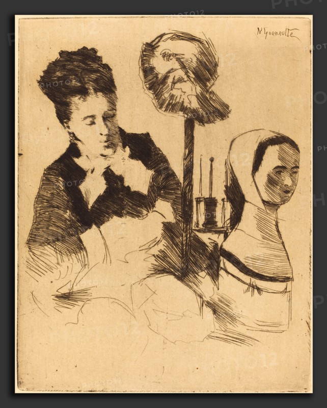 Norbert Goeneutte (French, 1854 - 1894), The Milliner (La modiste), etching and drypoint