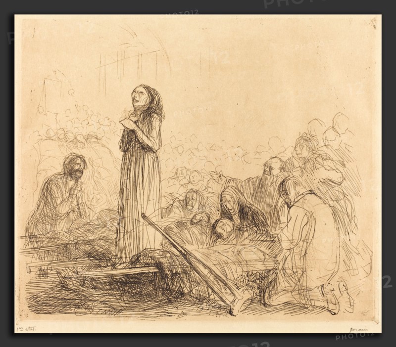 Jean-Louis Forain, Lourdes, the Miracle (first plate), French, 1852 - 1931, 1912-1913, etching in dark brown ink