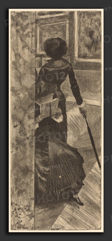 Edgar Degas (French, 1834 - 1917), Mary Cassatt at the Louvre: The Paintings Gallery (Au Louvre: La Peinture), c. 1879-1880, etching, aquatint, drypoint, and electric crayon on wove paper